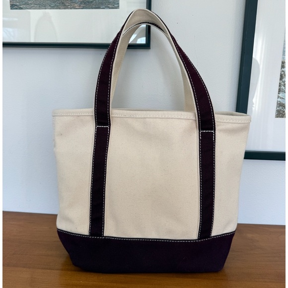NWT Lands’ End Medium 5 Pocket Open Top Canvas Tote Bag in Natural Burgundy - Picture 5 of 8